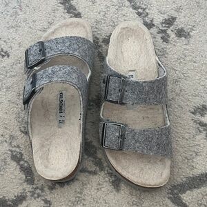 Birkenstock Gray Felt Sandals with Buckles